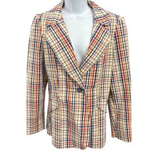 Vintage Plaid Blazer The Outsider Happy Legs Jacket Colorful Pattern‎ Medium